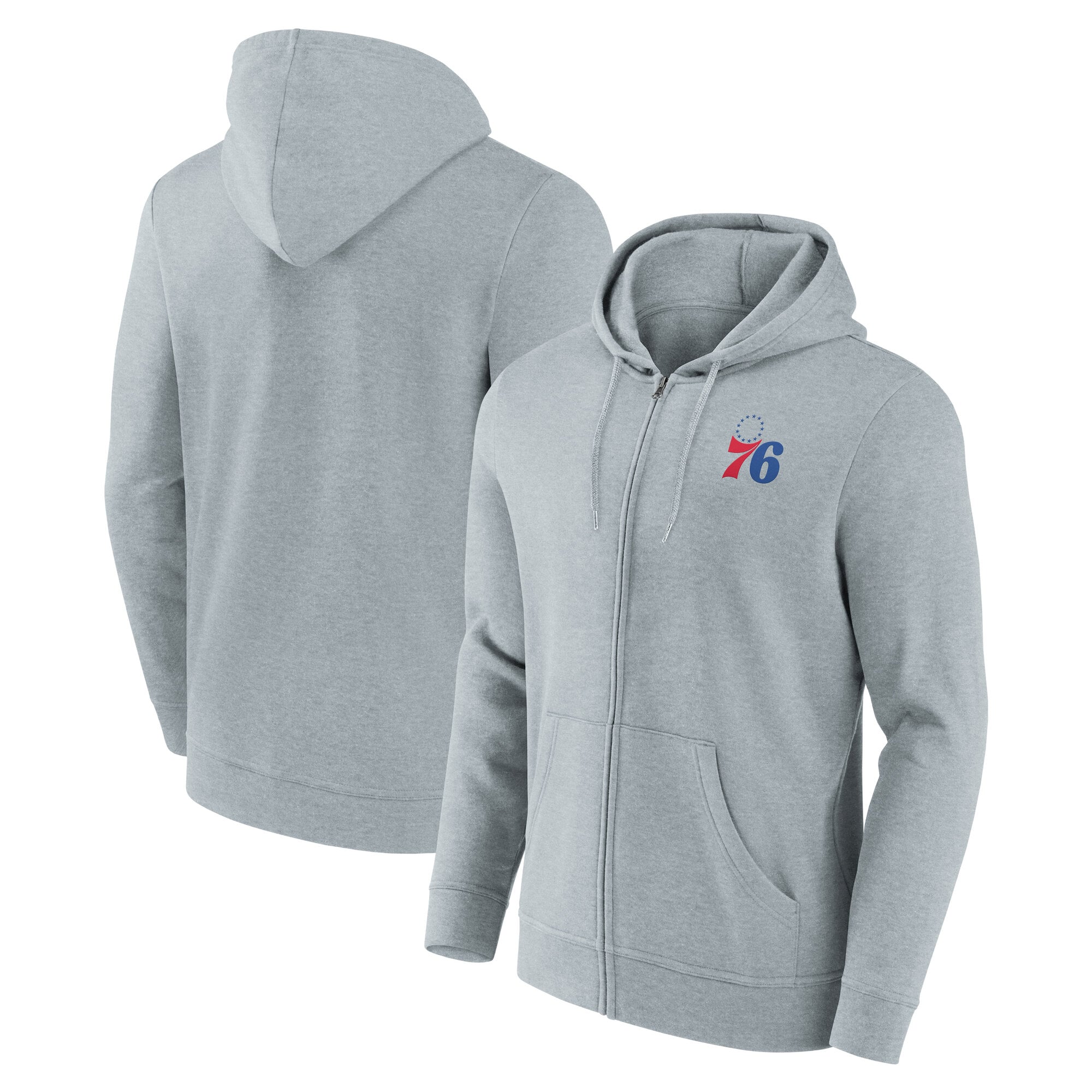 Sweat à capuche zippé avec logo principal des Philadelphia 76ers - Homme