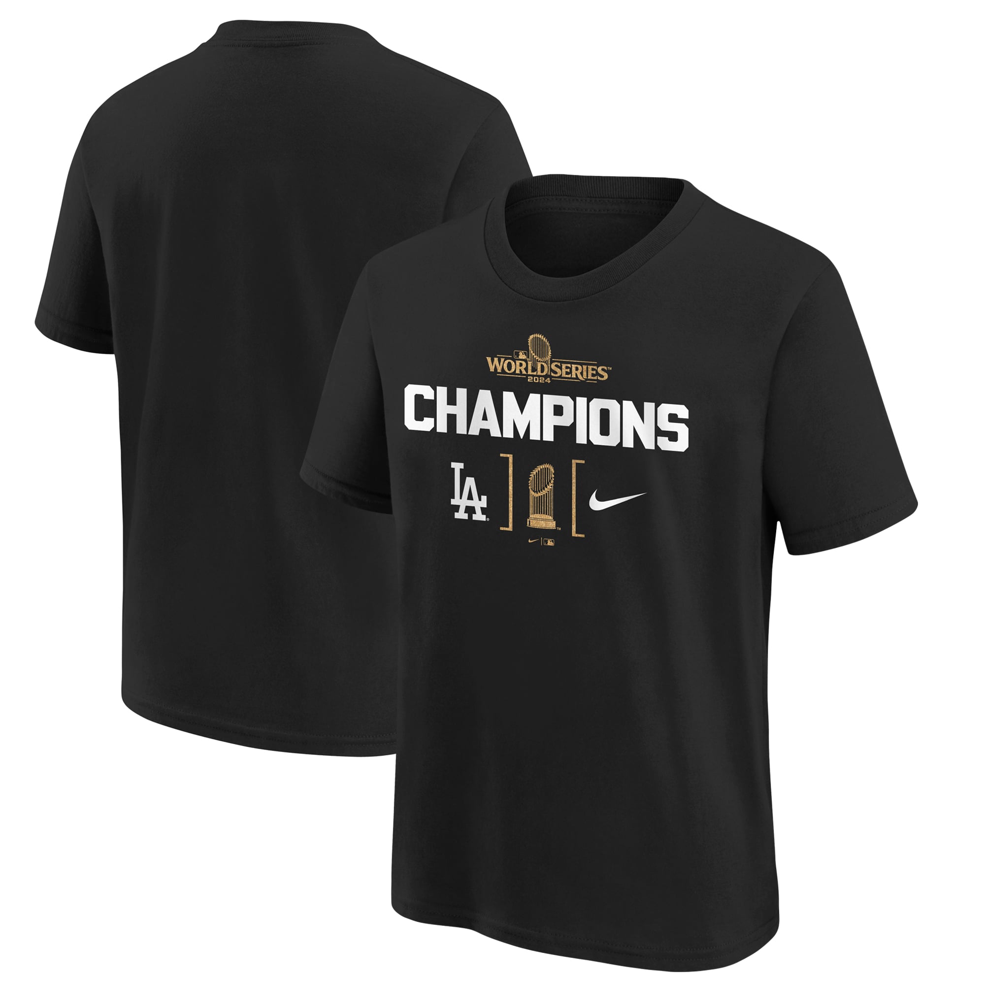 Youth Nike Black Los Angeles Dodgers 2024 World Series Champions T-Shirt: retailer-supplied image