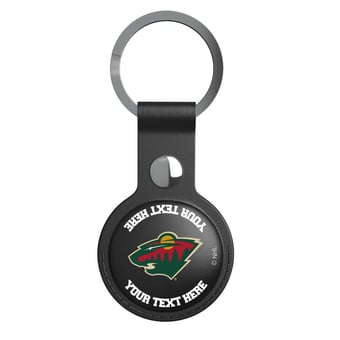 Keyscaper Minnesota Wild Personalized Black Leatherette AirTag Holder