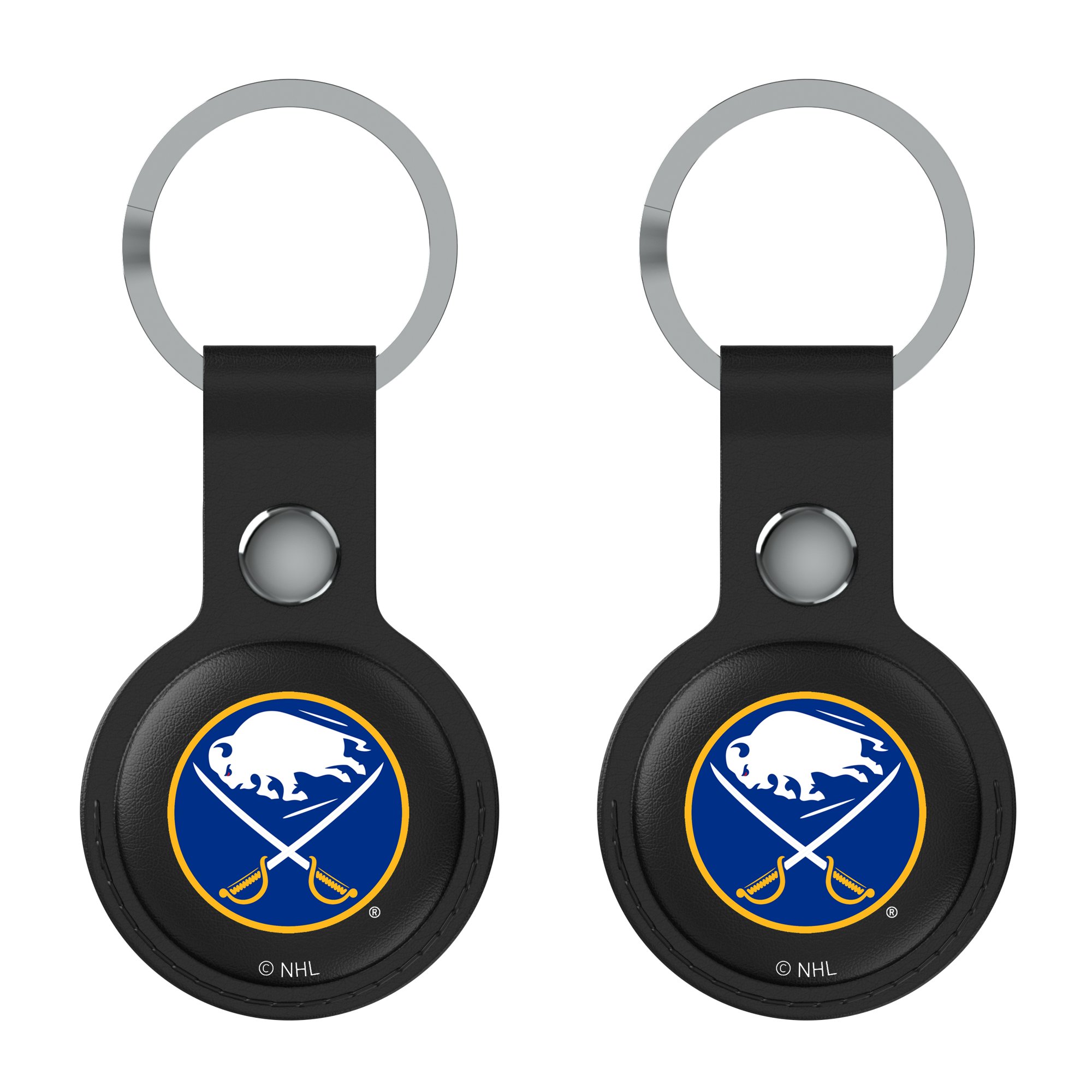Keyscaper Buffalo Sabres Black Leatherette AirTag Holder 2-Pack Keyscaper Buffalo Sabres Black Leatherette AirTag Holder 2-Pack