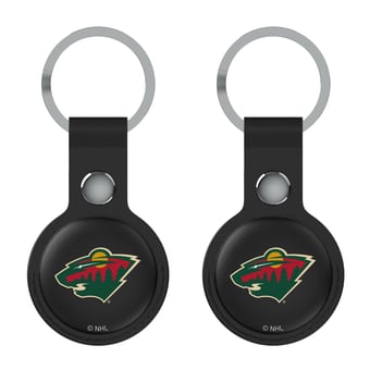 Keyscaper Minnesota Wild Black Leatherette AirTag Holder 2-Pack