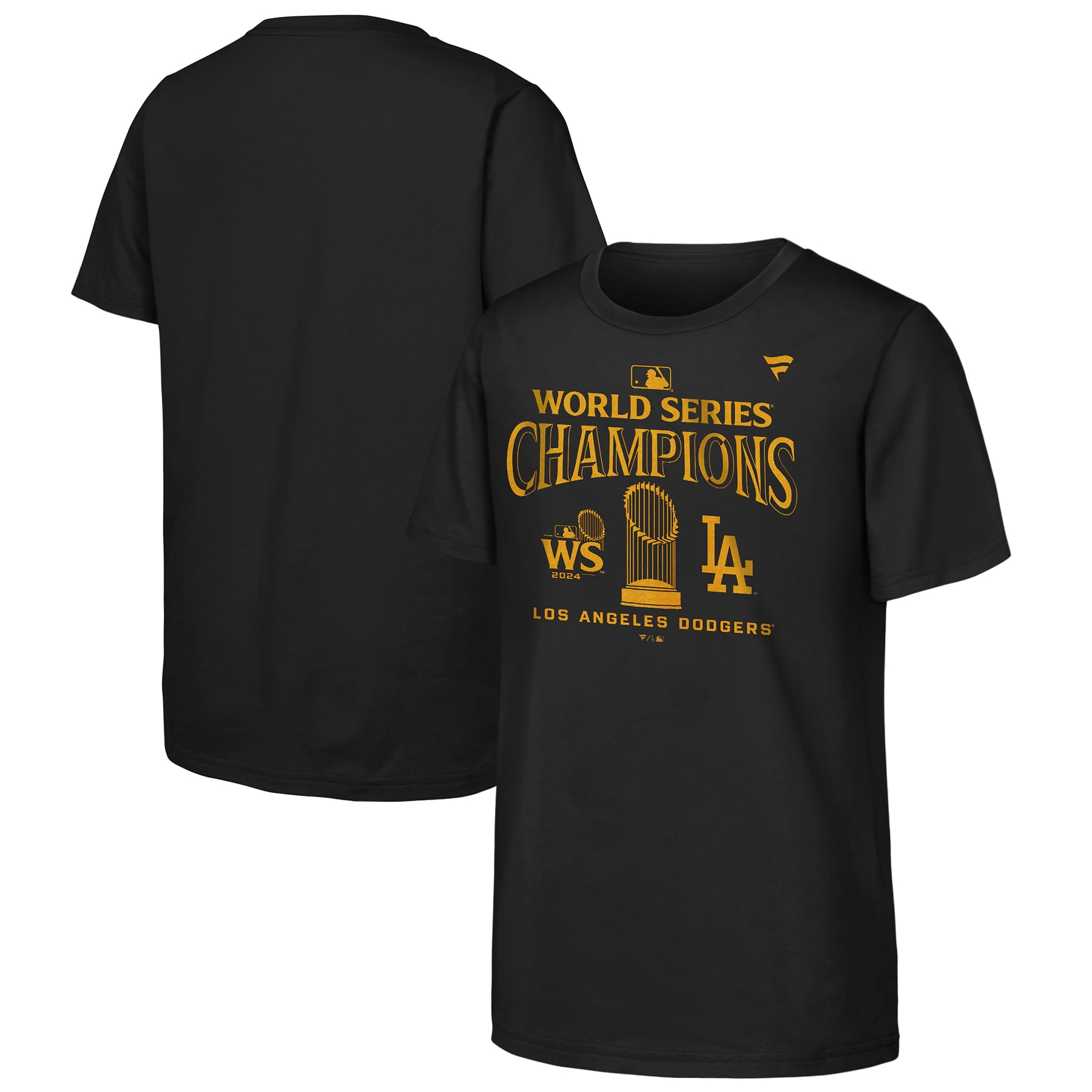 Youth Fanatics Black Los Angeles Dodgers 2024 World Series Champions Parade T-Shirt: retailer-supplied image