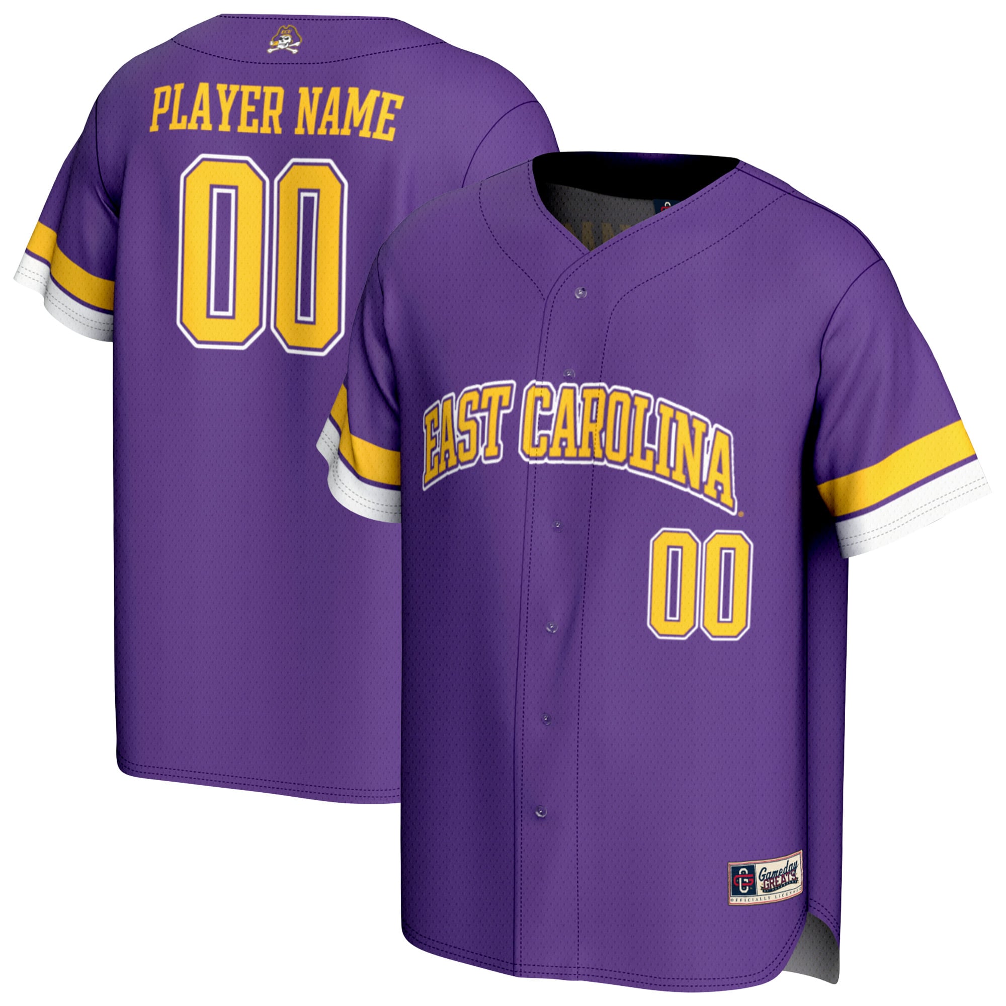 Youth GameDay Greats  Purple ECU Pirates NIL Pick-A-Player Lightweight Baseball Jersey