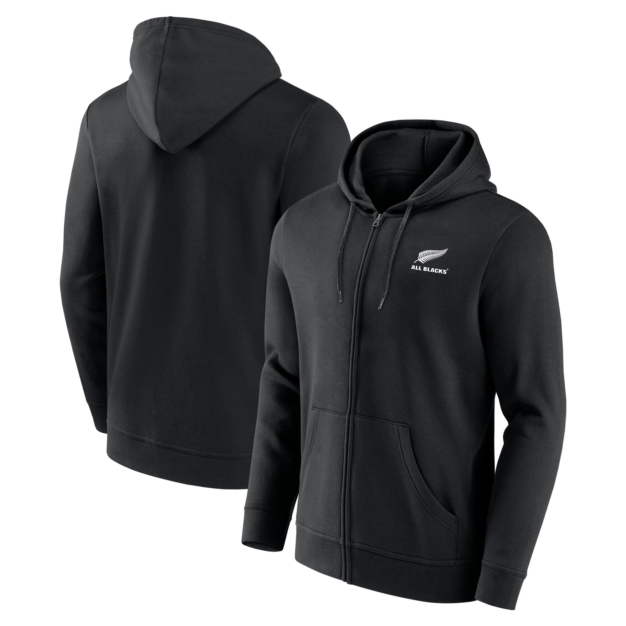 Felpa con cappuccio e zip intera All Blacks Primary Logo - Nera