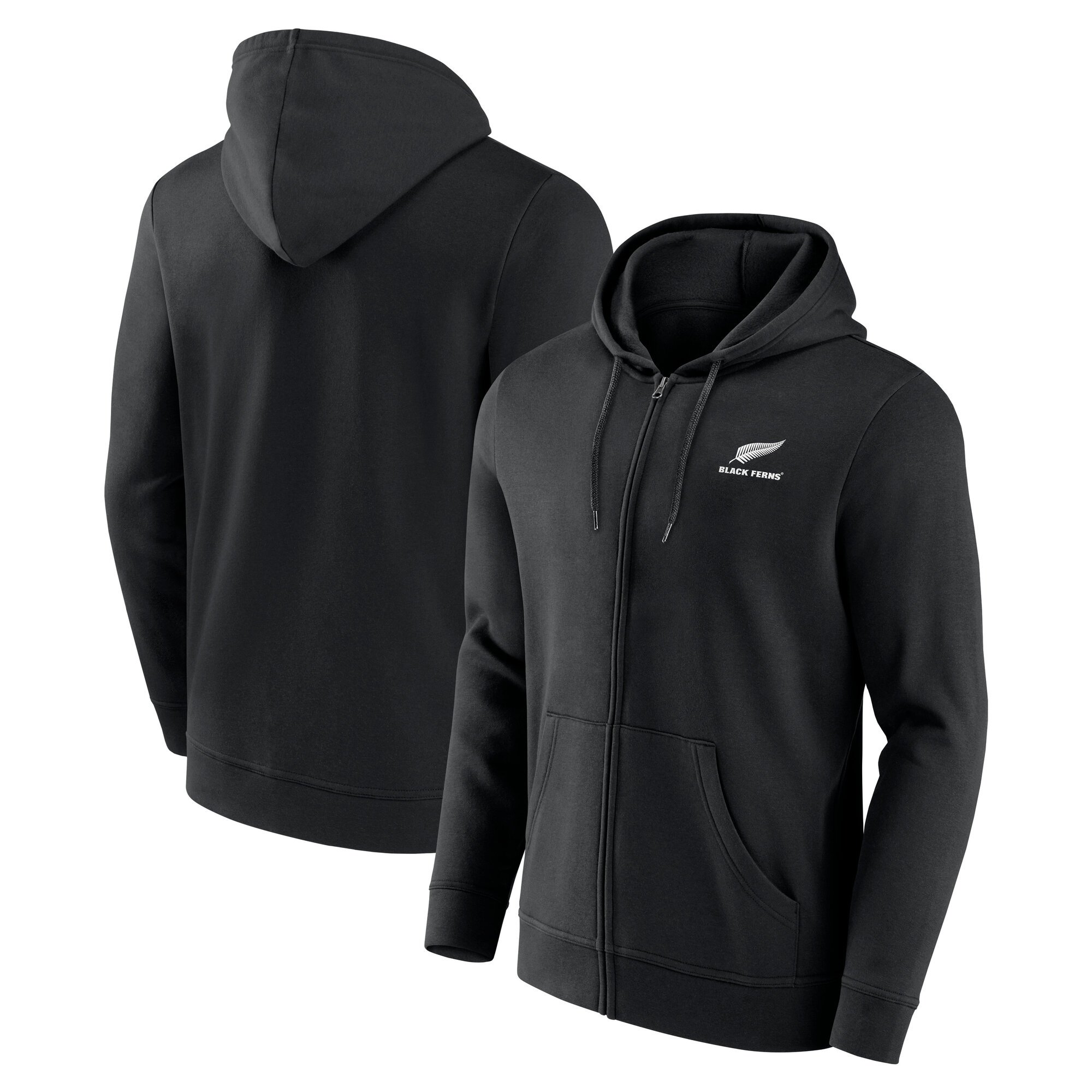 Felpa con cappuccio e zip intera con logo primario Black Ferns - Nero