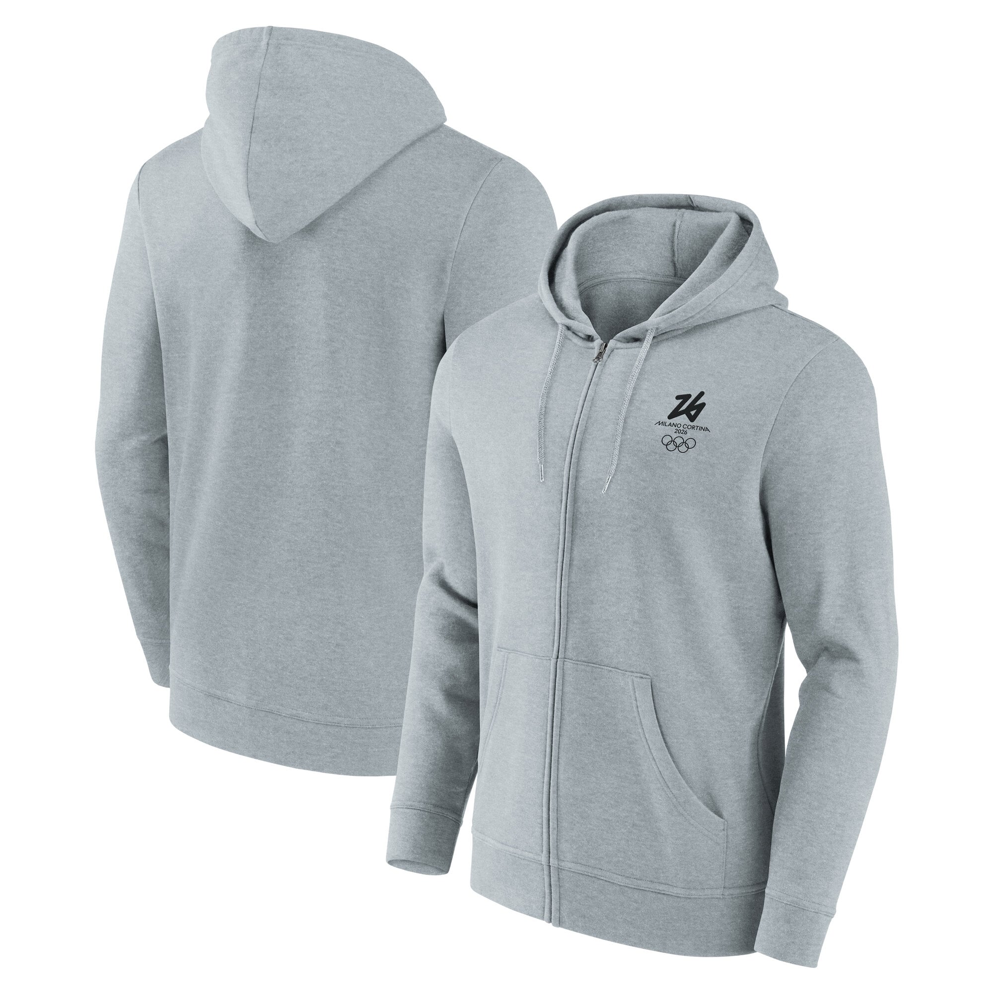 Felpa con cappuccio e zip intera Milano Cortina 2026 Primary Logo - Sport Grigio