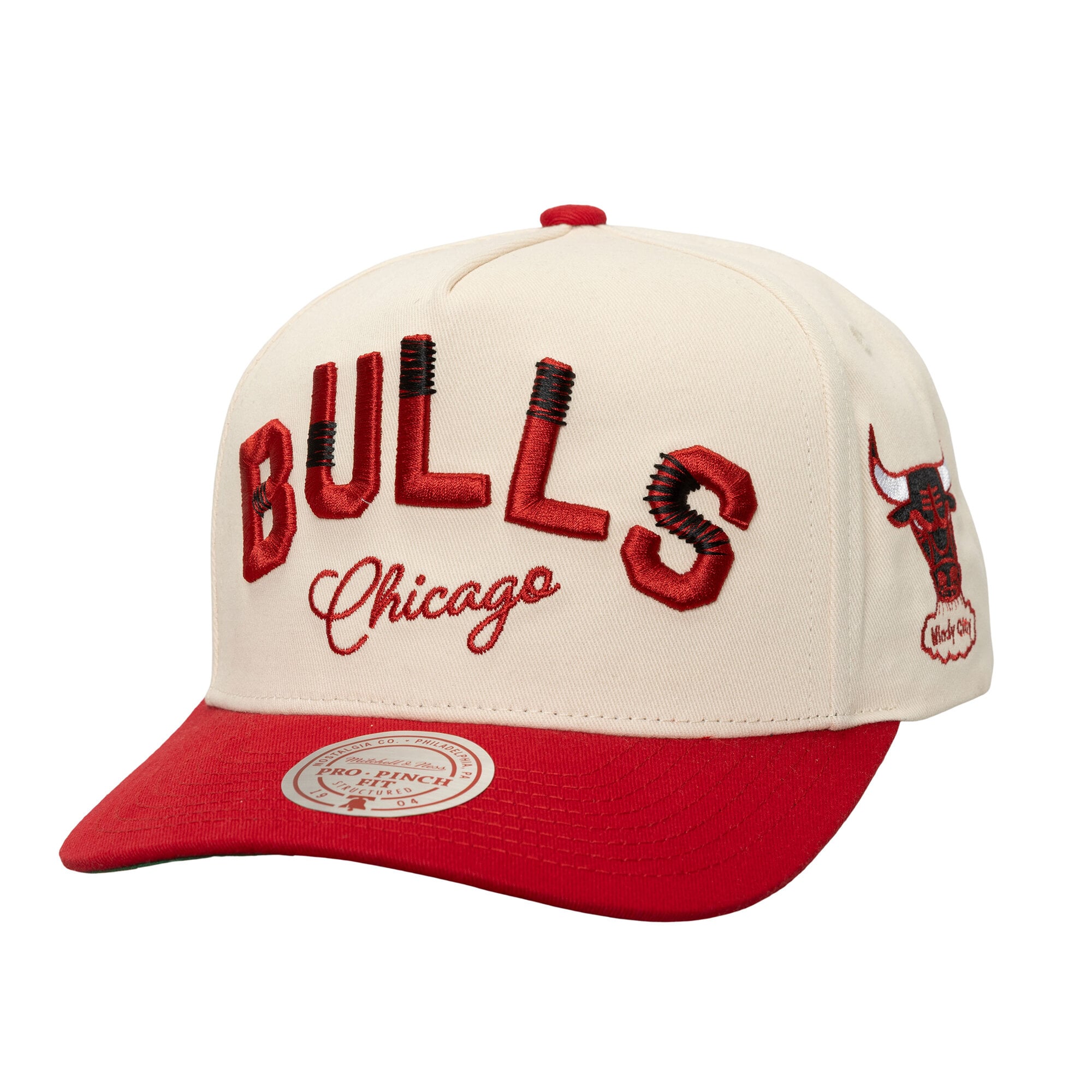 Men's Mitchell & Ness Cream/Red Chicago Bulls Soul Festival Staggered Zag Pro Pinch Snapback Hat