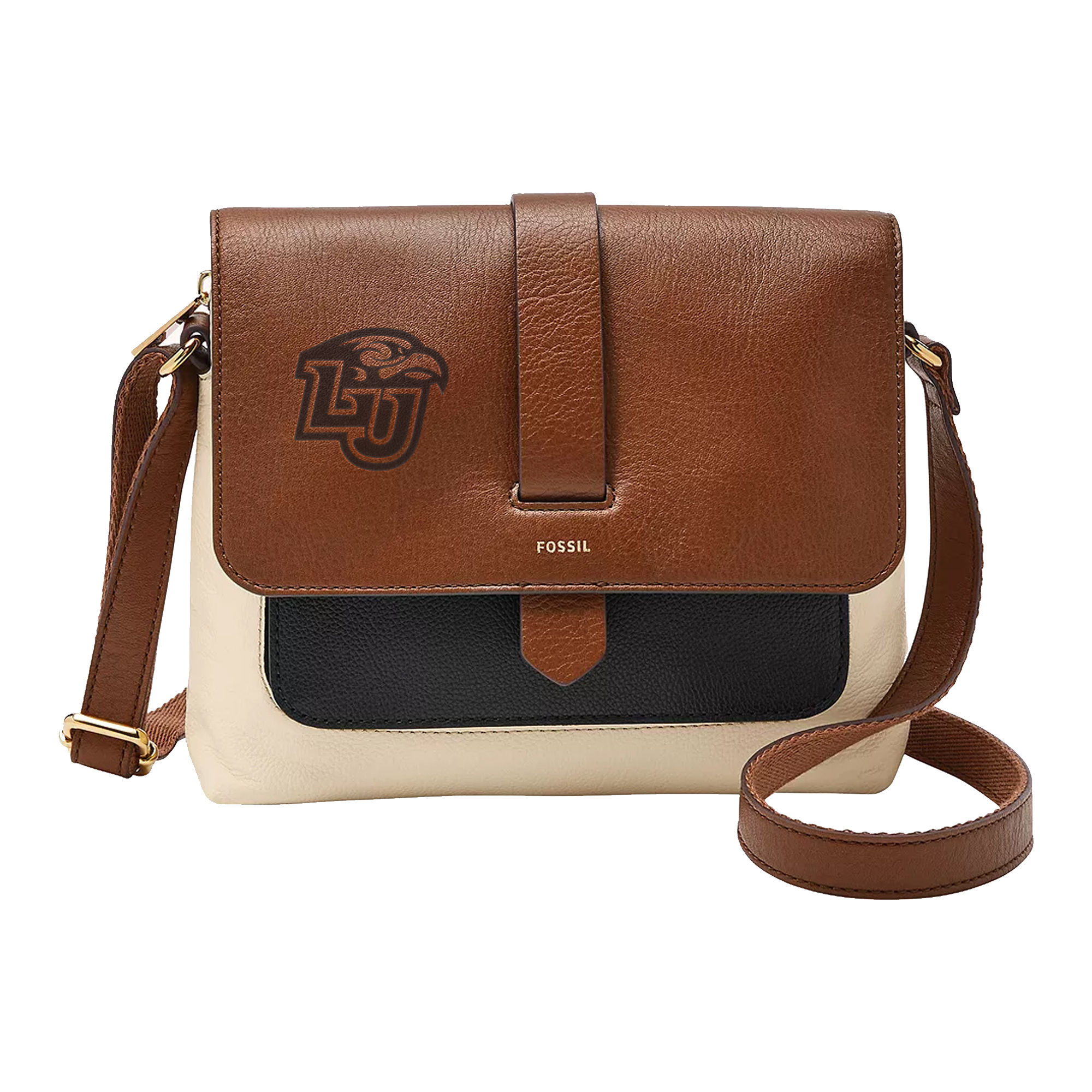 Fossil  Brown Liberty Flames Kinley Leather Small Crossbody Bag