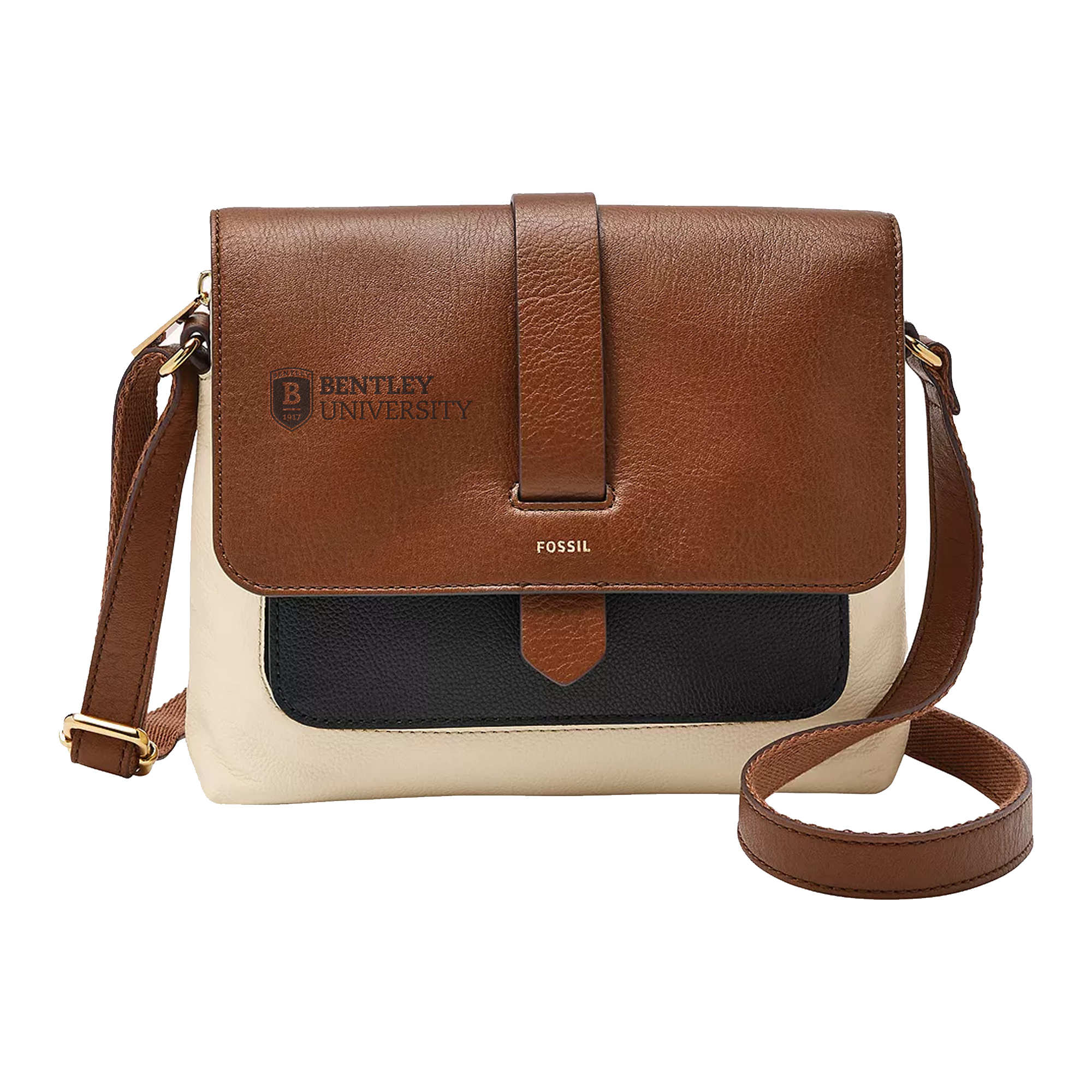 Fossil Brown Bentley Falcons Kinley Leather Small Crossbody Bag