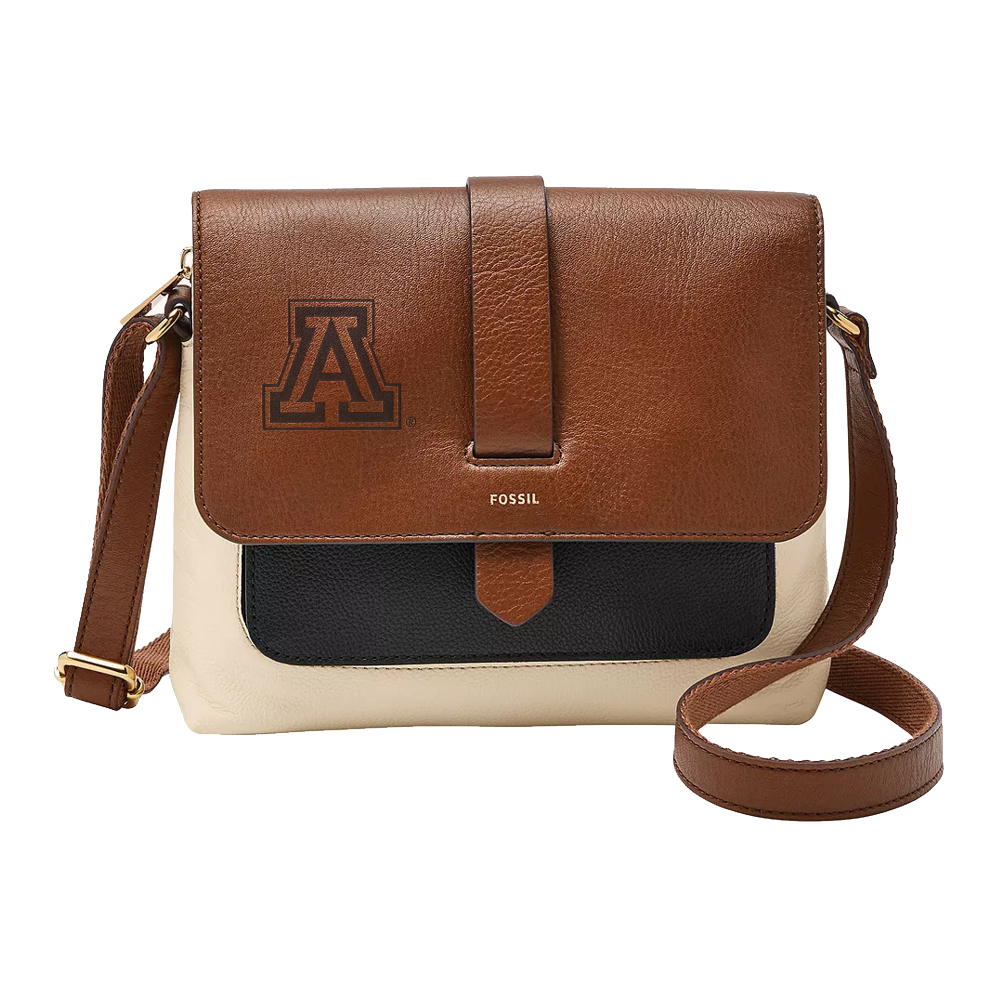 Fossil  Brown Arizona Wildcats Kinley Leather Small Crossbody Bag
