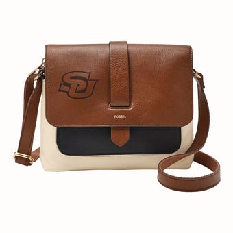 Fossil  Brown Southern University Jaguars Kinley Leather Small Crossbody Bag