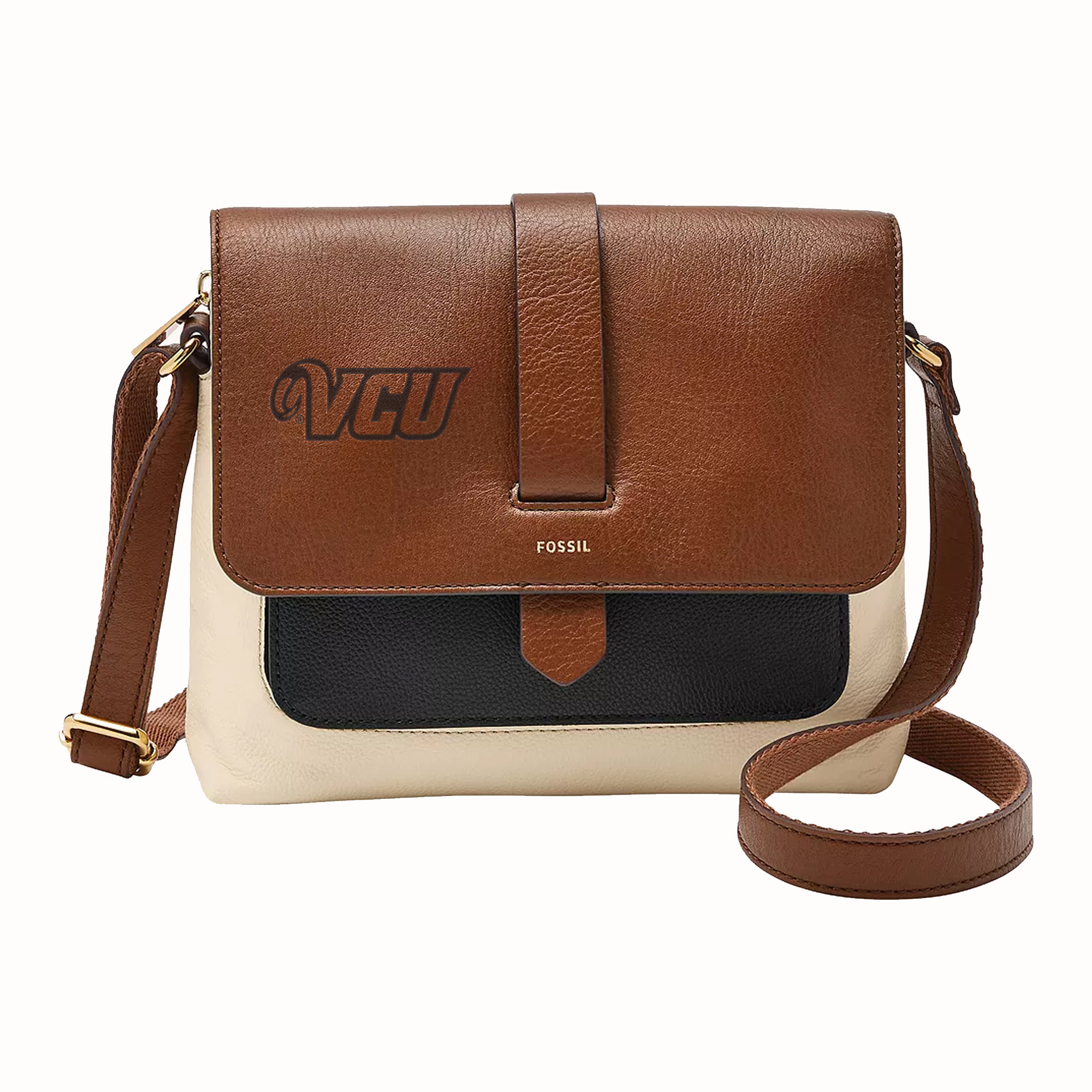 Fossil VCU Rams Kinley Leather Small Crossbody Bag