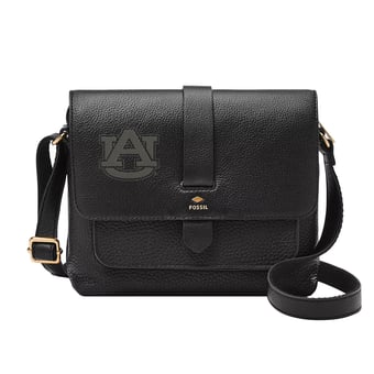 Fossil  Black Auburn Tigers Kinley Leather Small Crossbody Bag