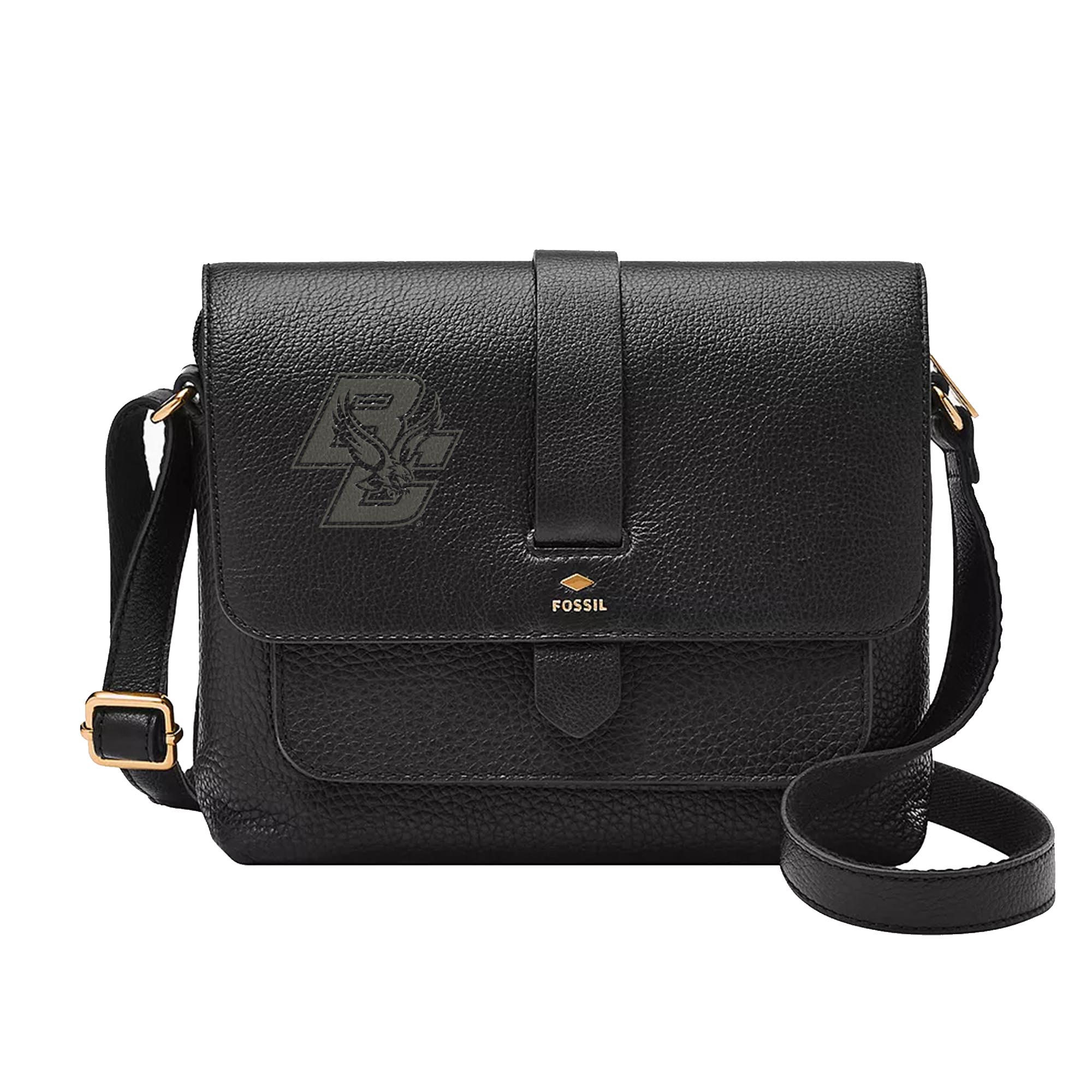 Fossil  Black Boston College Eagles Kinley Leather Small Crossbody Bag