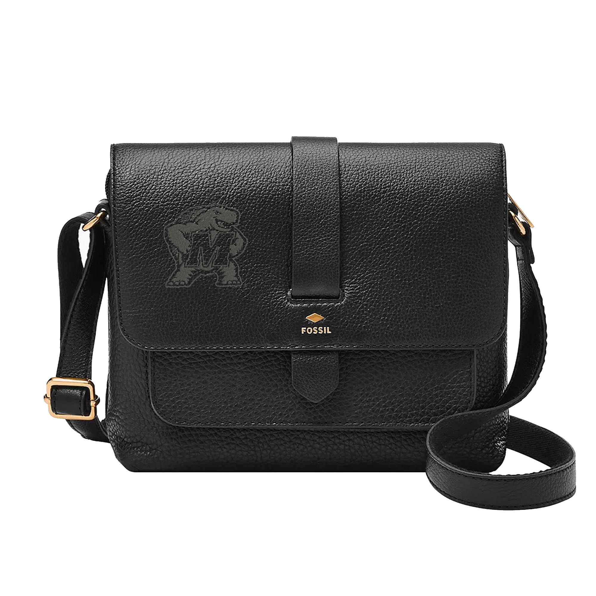 Fossil  Black Maryland Terrapins Kinley Leather Small Crossbody Bag