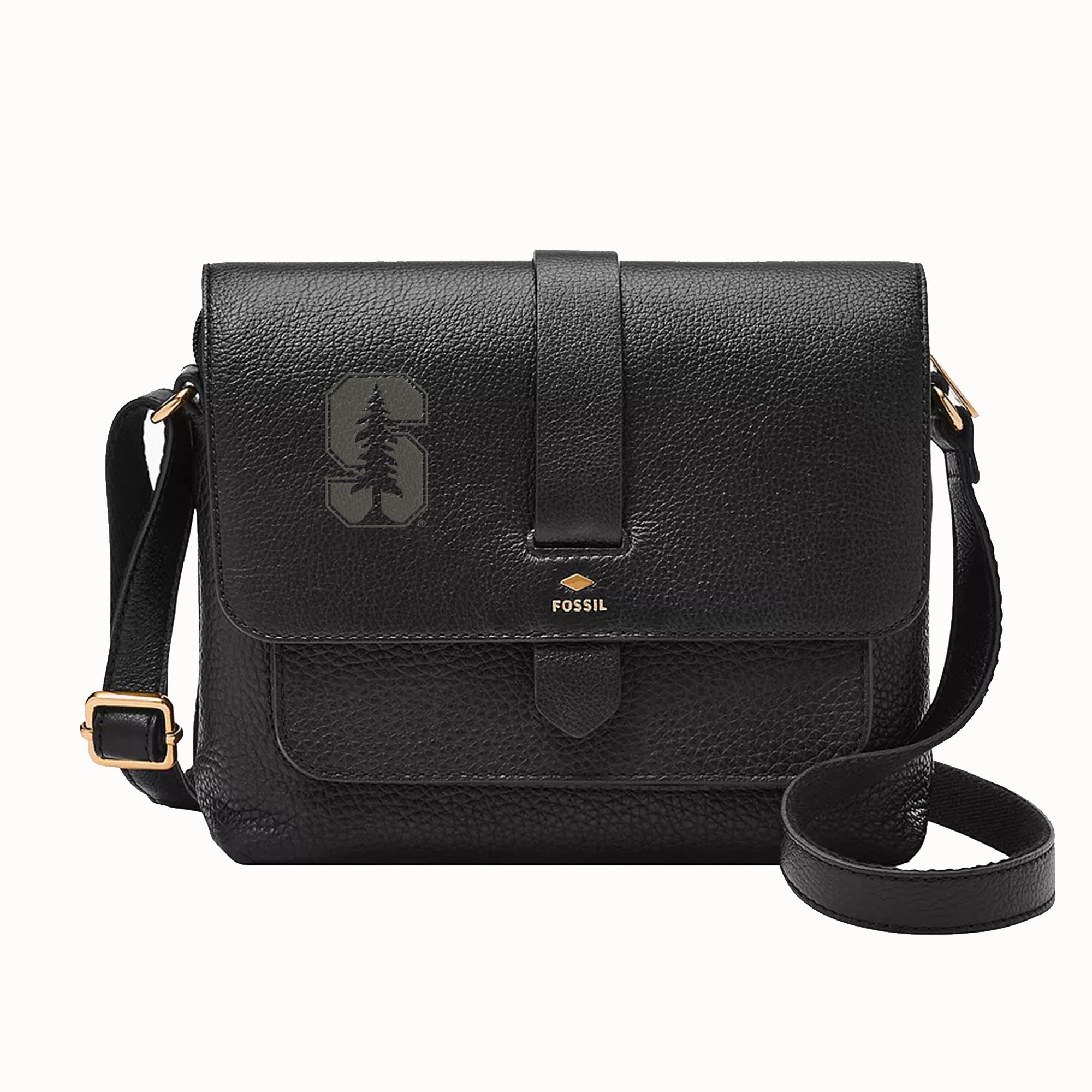 Fossil  Black Stanford Cardinal Kinley Leather Small Crossbody Bag