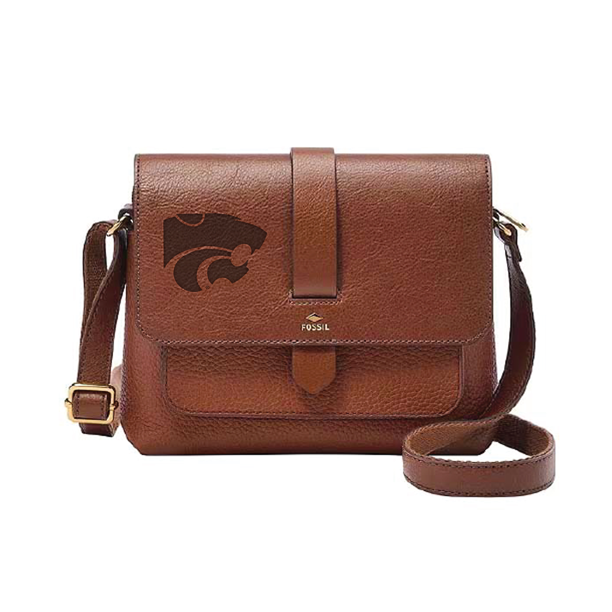 Fossil  Brown Kansas State Wildcats Kinley Leather Small Crossbody Bag