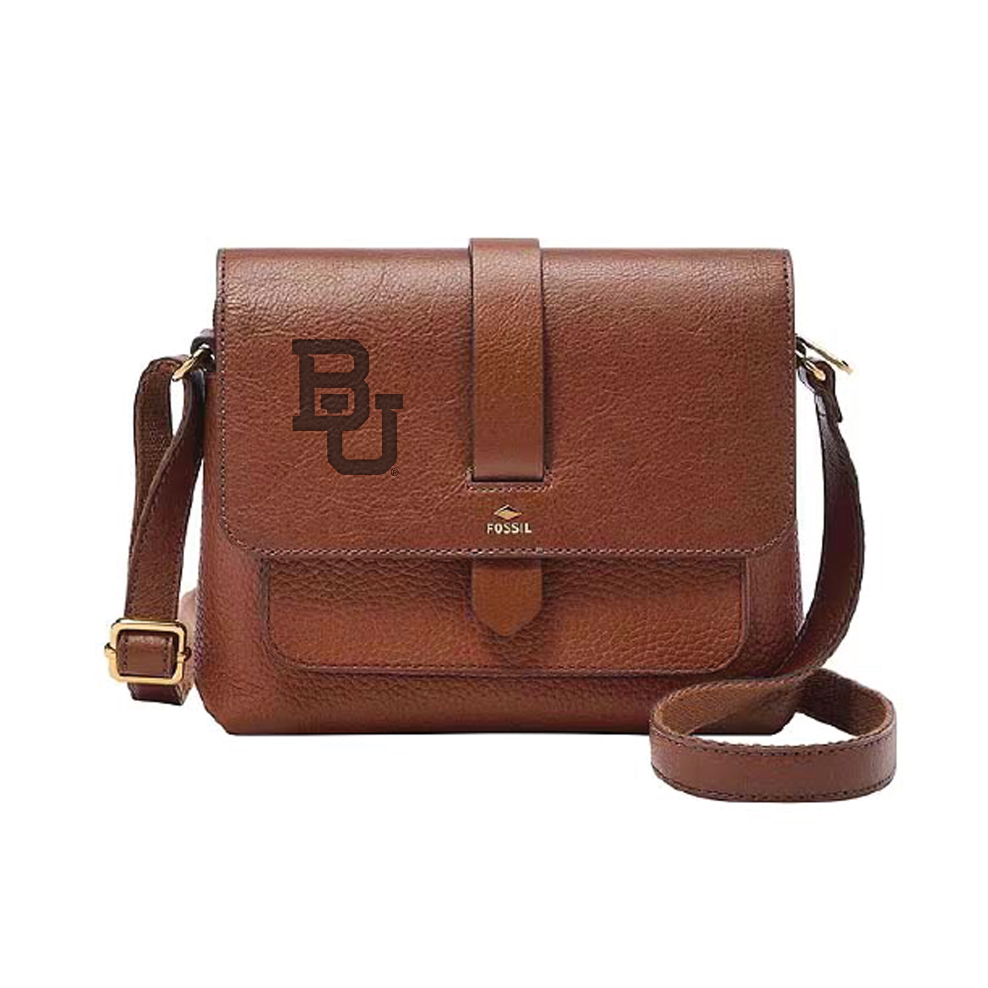 Fossil Brown Baylor Bears Kinley Leather Small Crossbody Bag