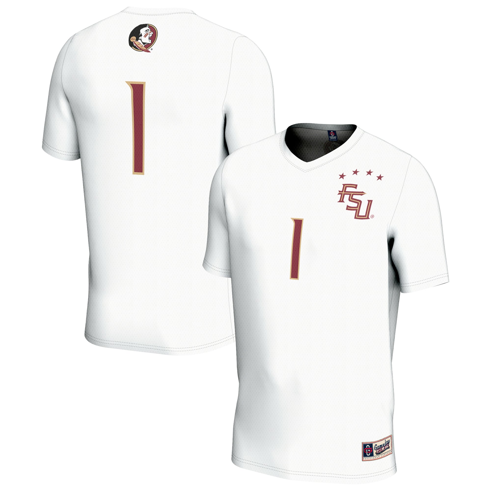 Youth GameDay Greats #1 White Florida State Seminoles Lightweight Collegiate Soccer Fashion Jersey