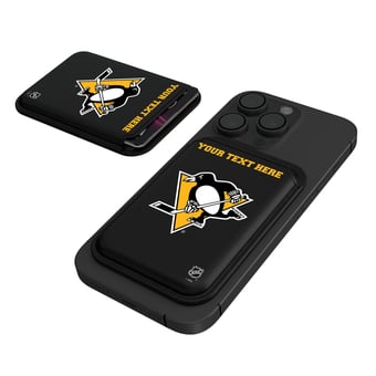 Keyscaper  Black Pittsburgh Penguins Personalized Magnetic Credit Card Wallet