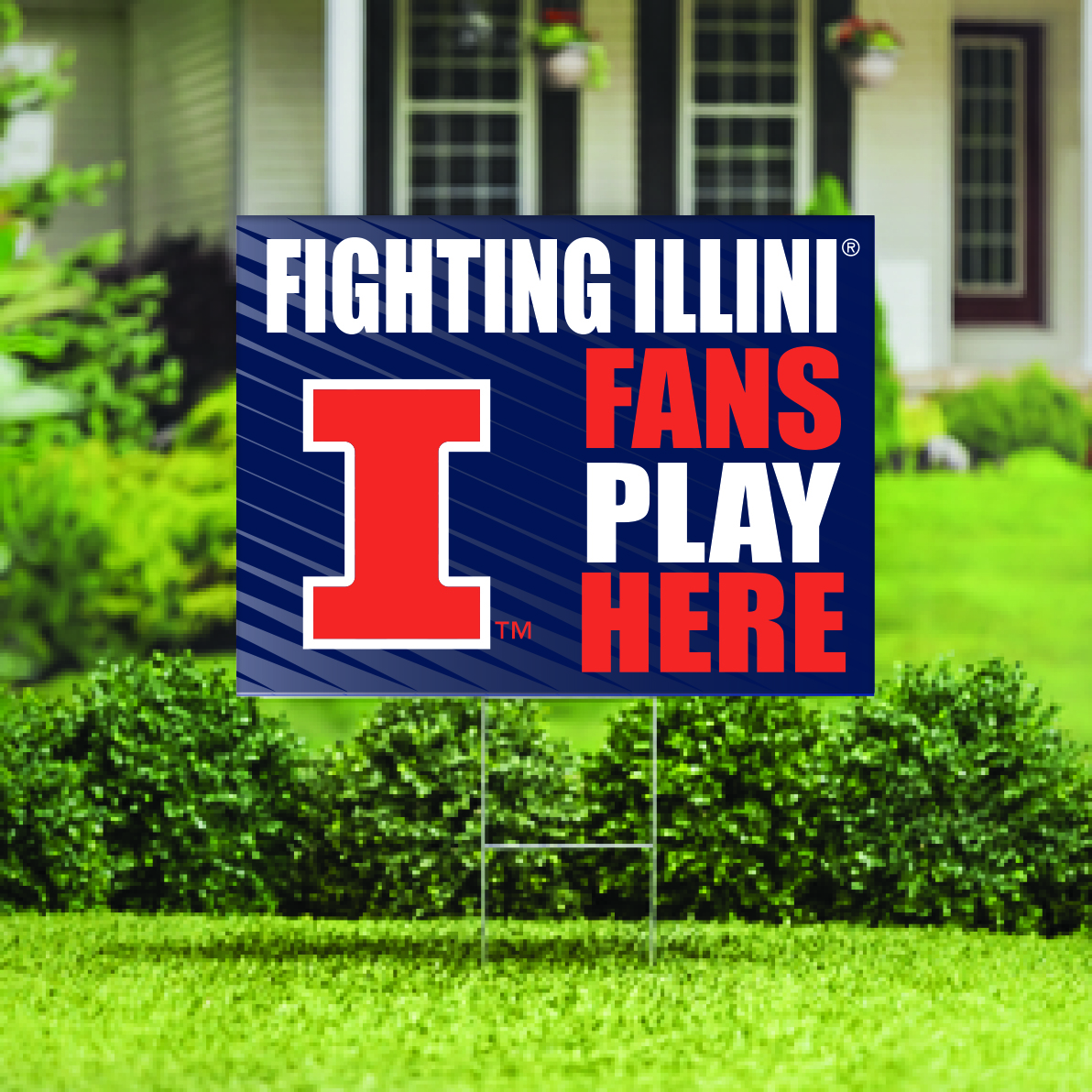 Illinois Fighting Illini 18" x 24" Fans Play Here Outdoor Yard Sign