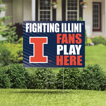 Illinois Fighting Illini 18" x 24" Fans Play Here Outdoor Yard Sign