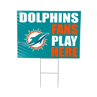 Miami Dolphins 18" x 24" Fans Play Here Outdoor Yard Sign