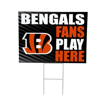 Cincinnati Bengals 18" x 24" Fans Play Here Outdoor Yard Sign