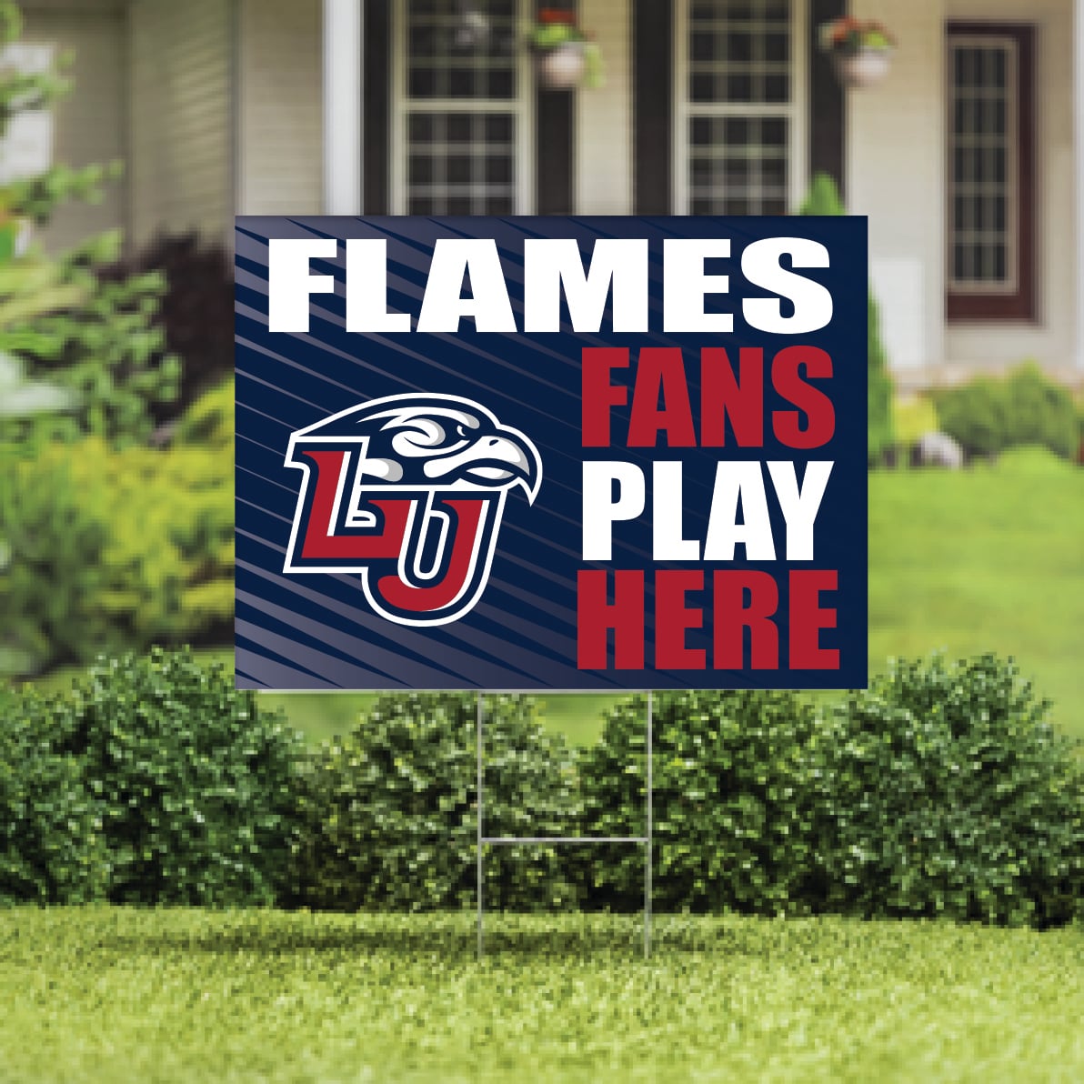 Liberty Flames 18" x 24" Fans Play Here Outdoor Yard Sign