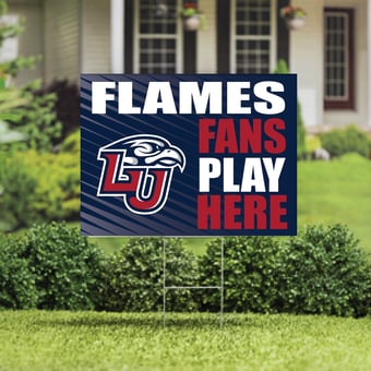 Liberty Flames 18" x 24" Fans Play Here Outdoor Yard Sign