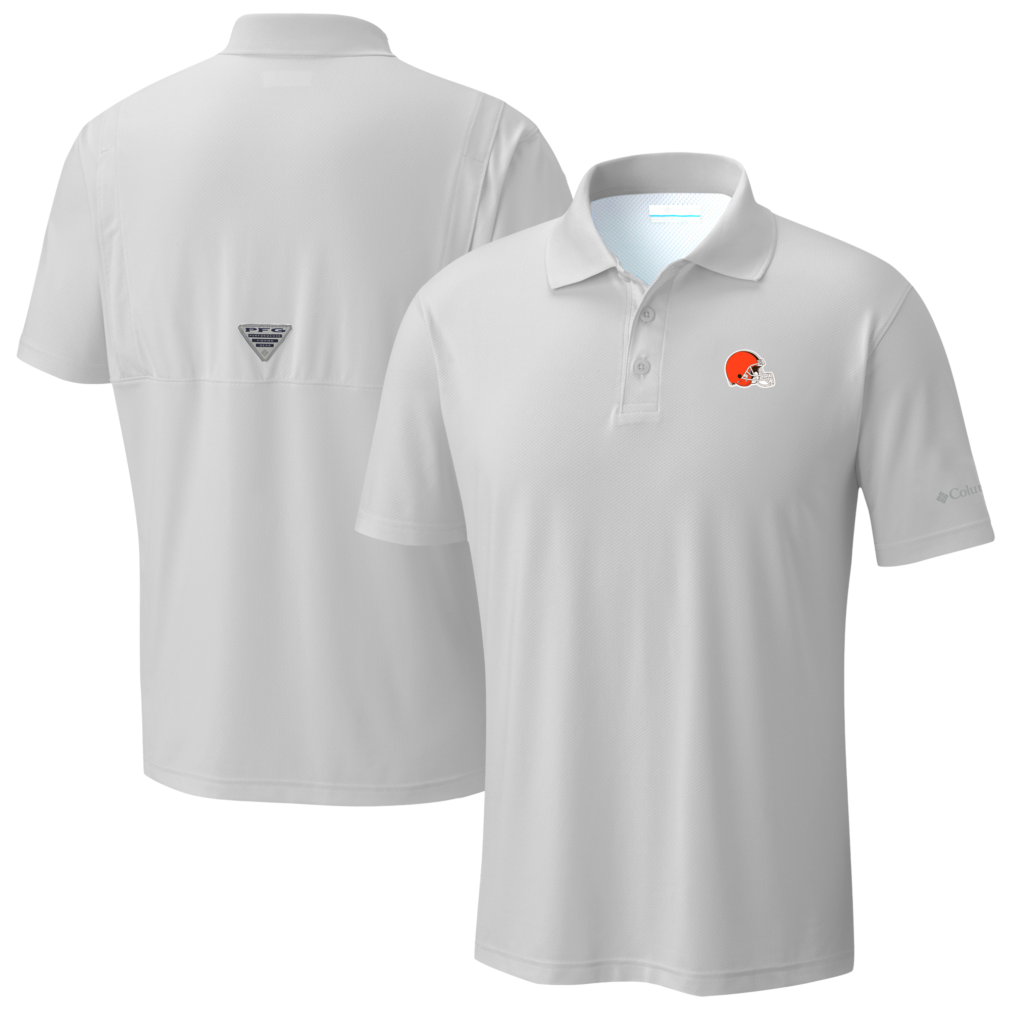 Men's Columbia Light Gray Cleveland Browns Low Drag Offshore Polo