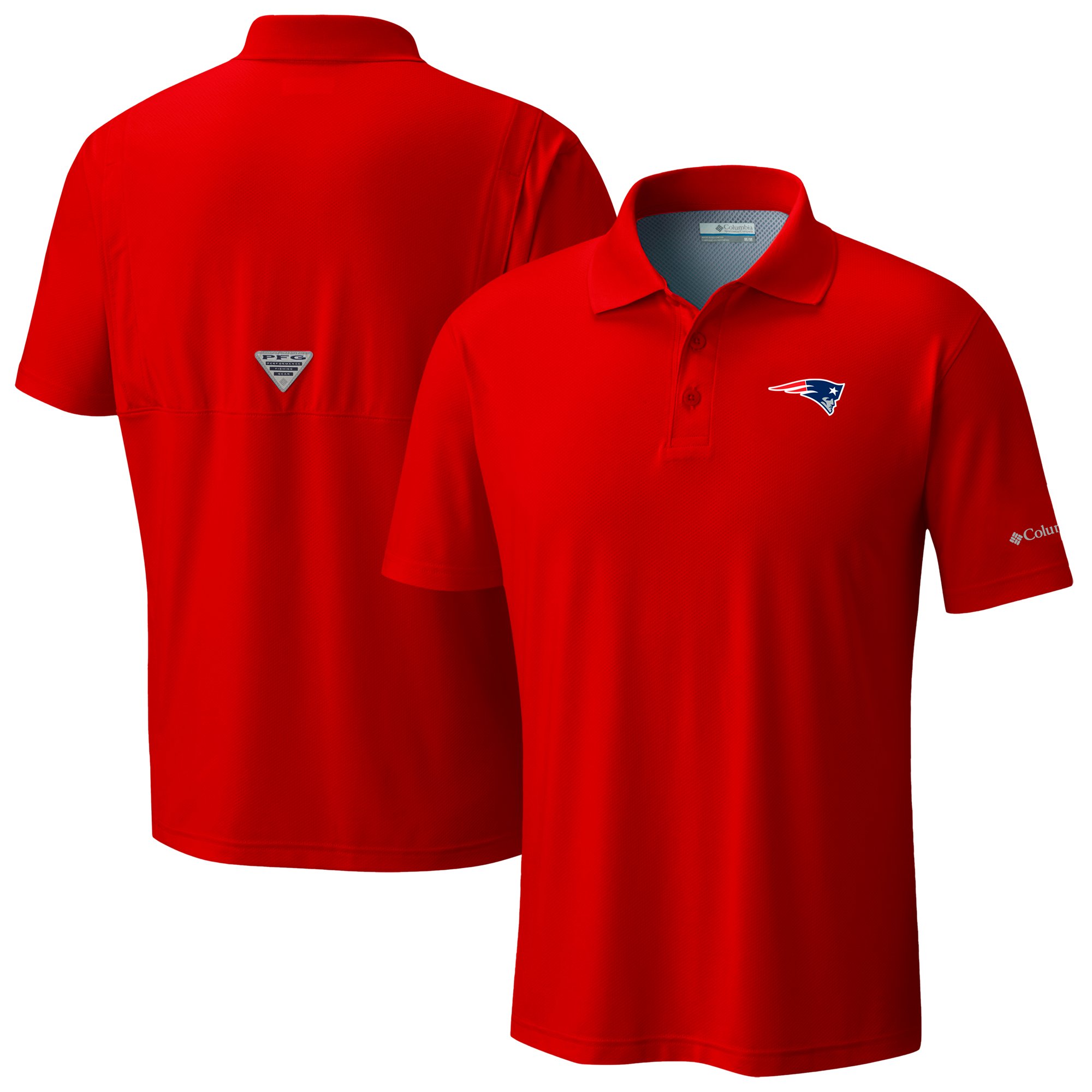 Men’s Columbia Red New England Patriots Low Drag Offshore Polo Men’s Columbia Red New England Patriots Low Drag Offshore Polo