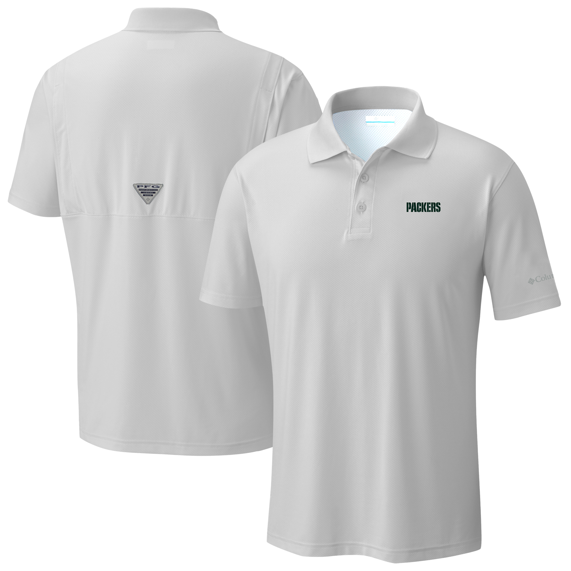 Men's Columbia Light Gray Green Bay Packers Low Drag Offshore Polo