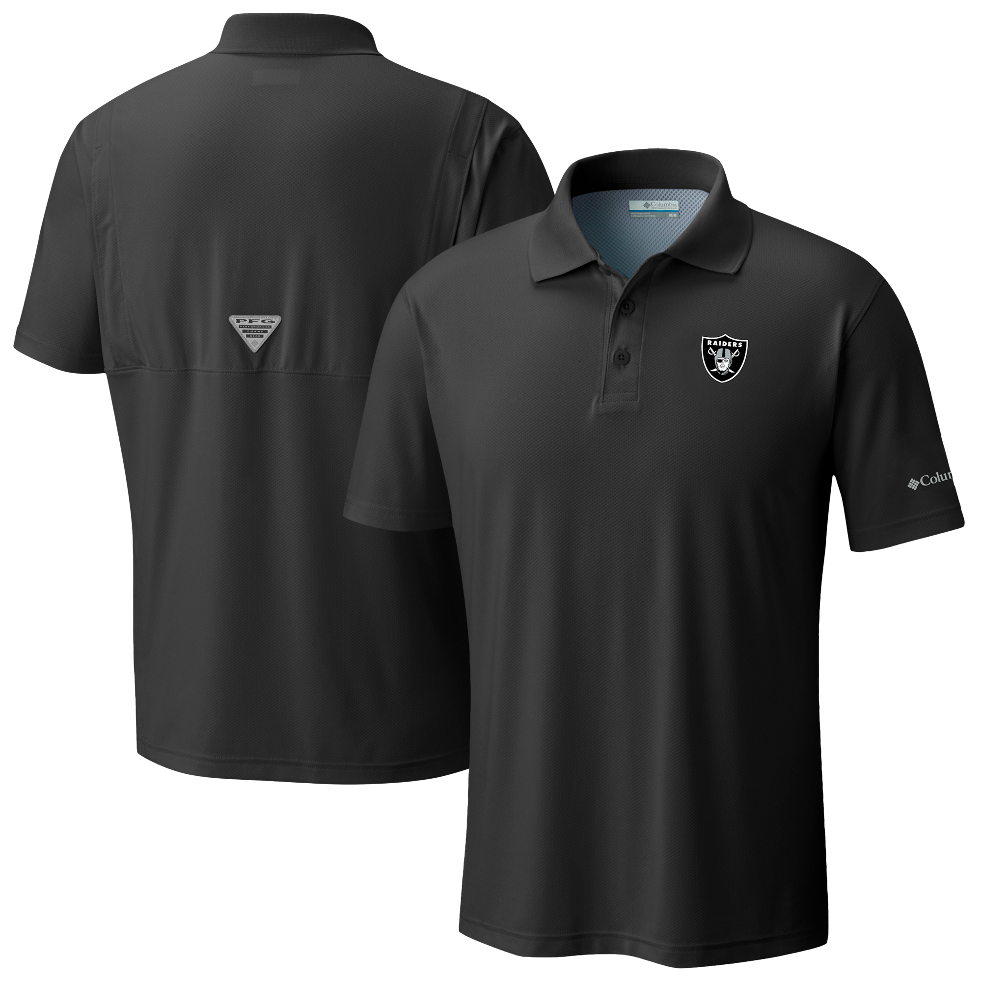Men's Columbia Black Las Vegas Raiders Low Drag Offshore Polo
