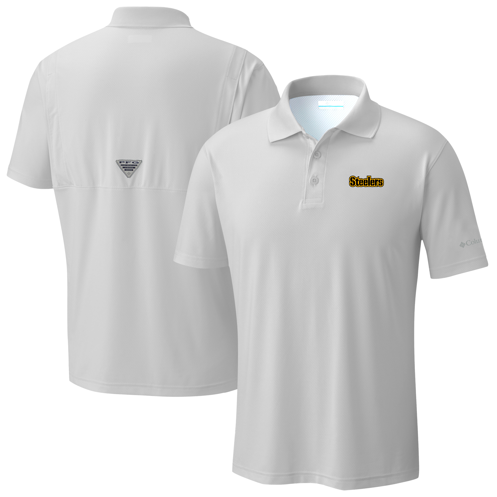 Men's Columbia Light Gray Pittsburgh Steelers Low Drag Offshore Polo