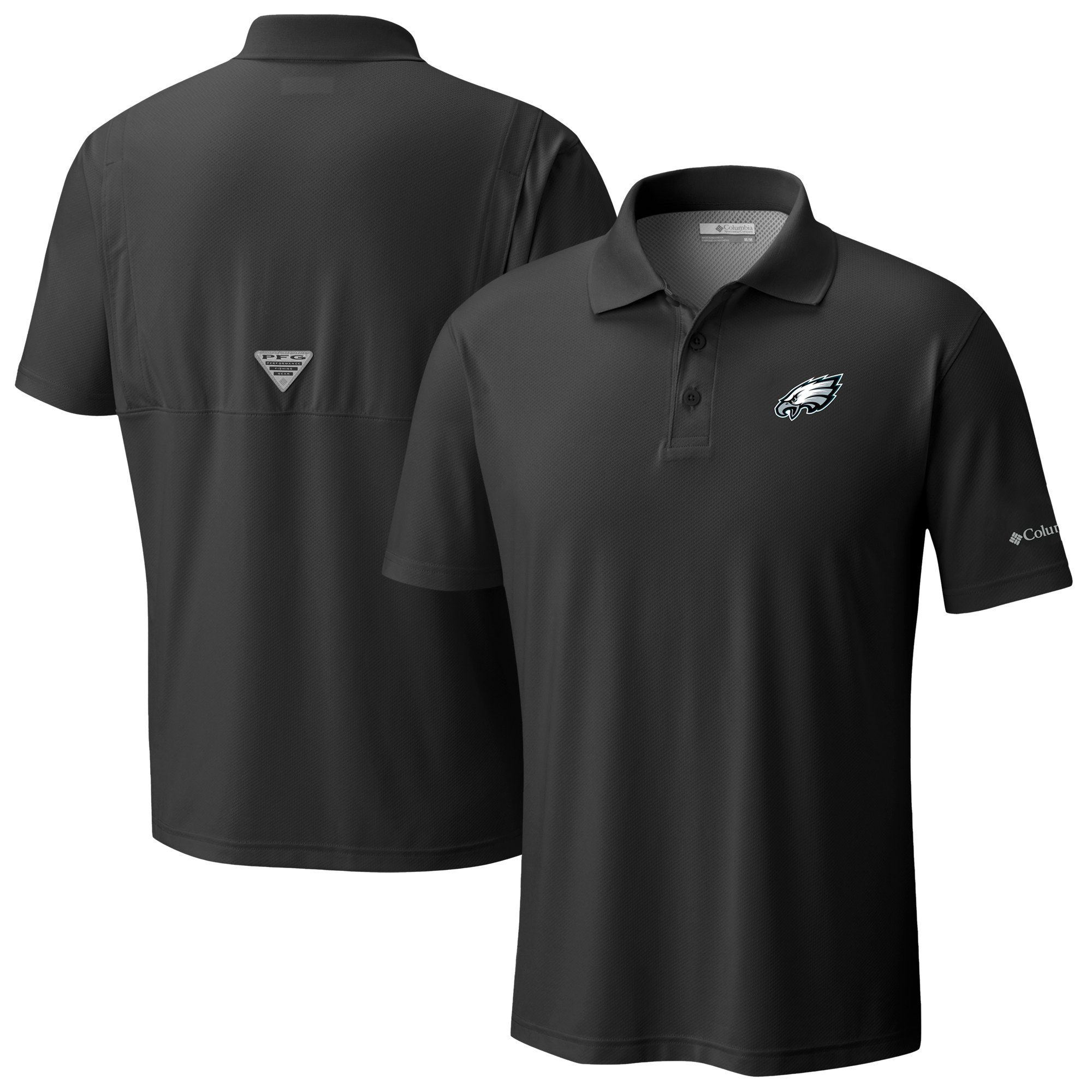 Men's Columbia Black Philadelphia Eagles Low Drag Offshore Polo