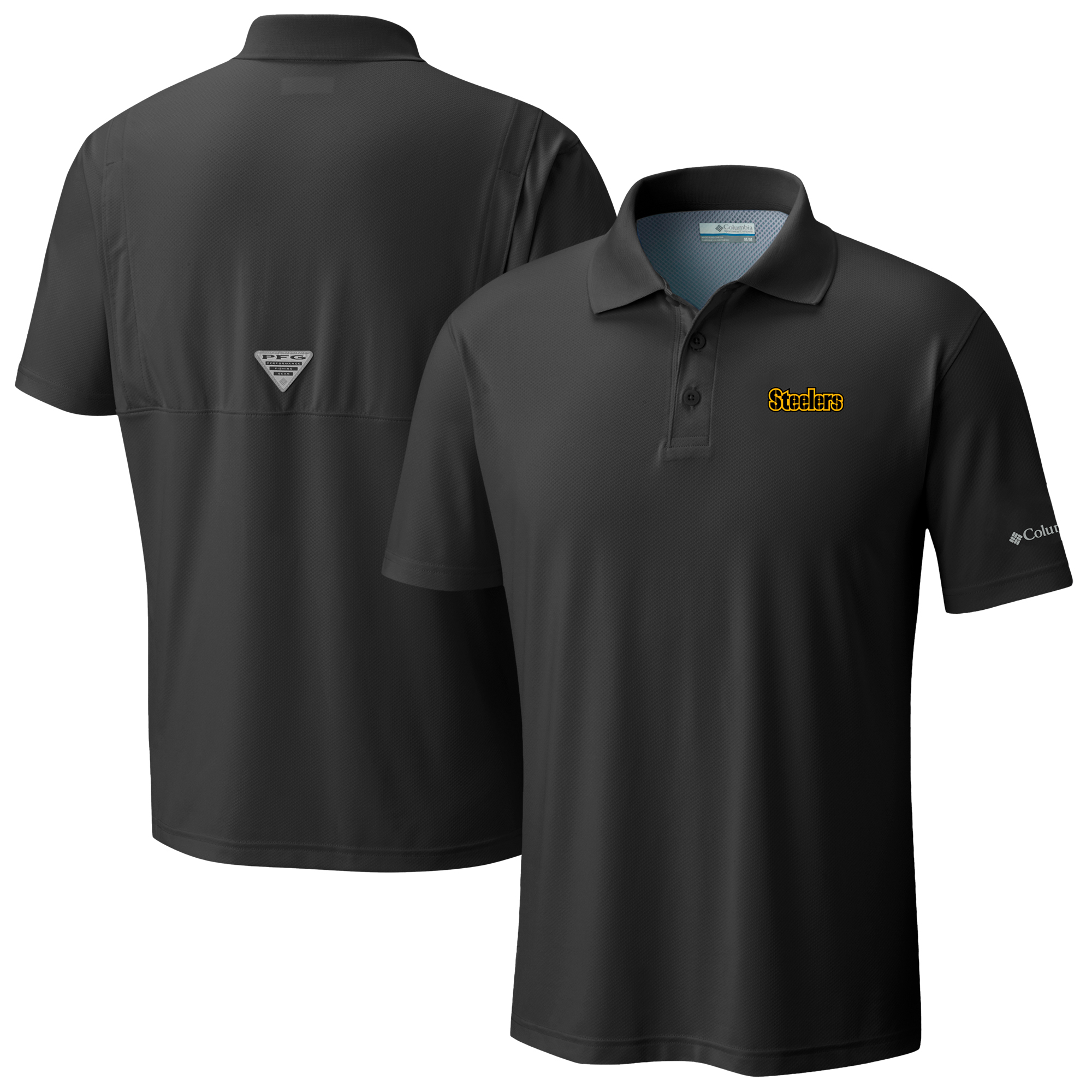Men's Columbia Black Pittsburgh Steelers Low Drag Offshore Polo