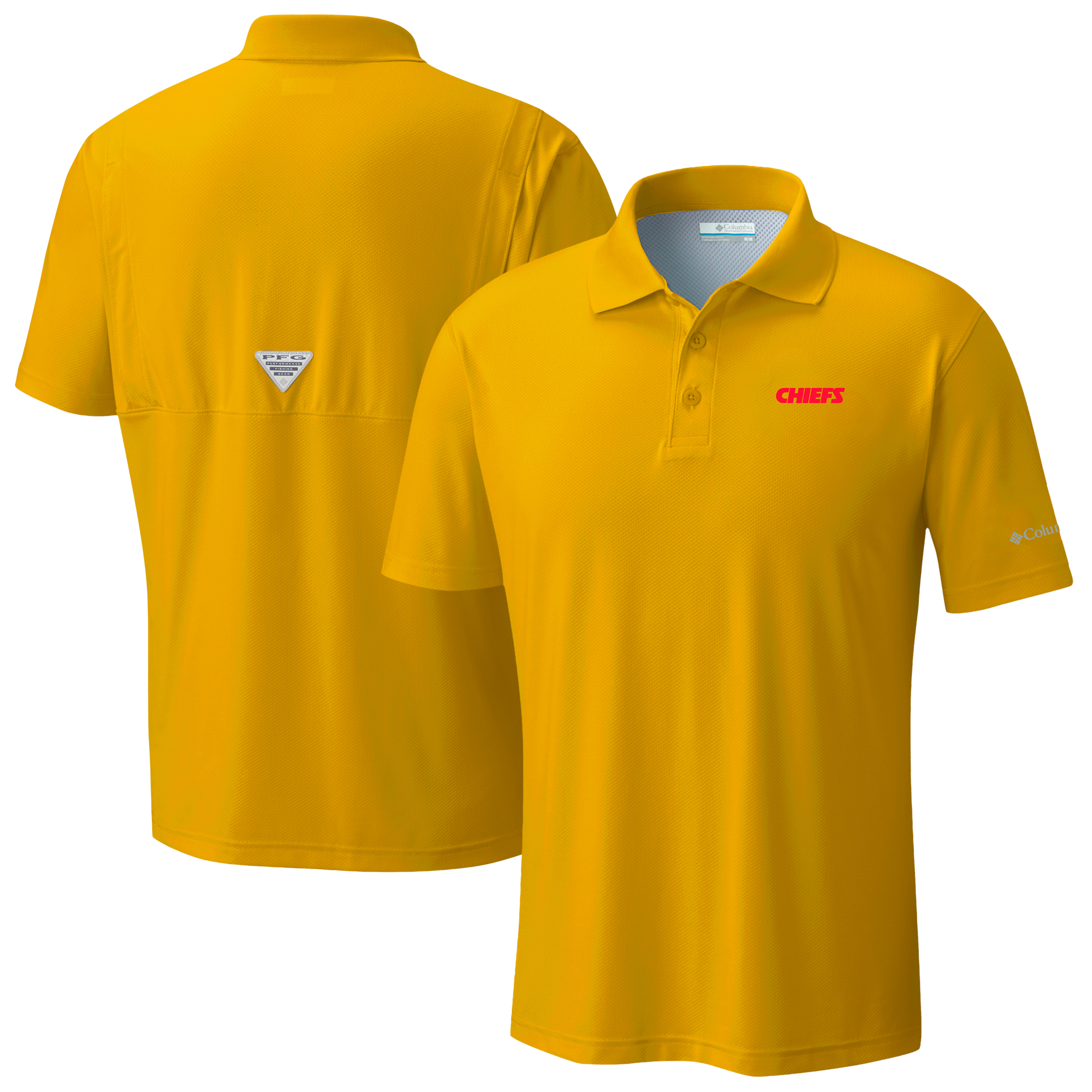 Men's Columbia Gold Kansas City Chiefs Low Drag Offshore Polo