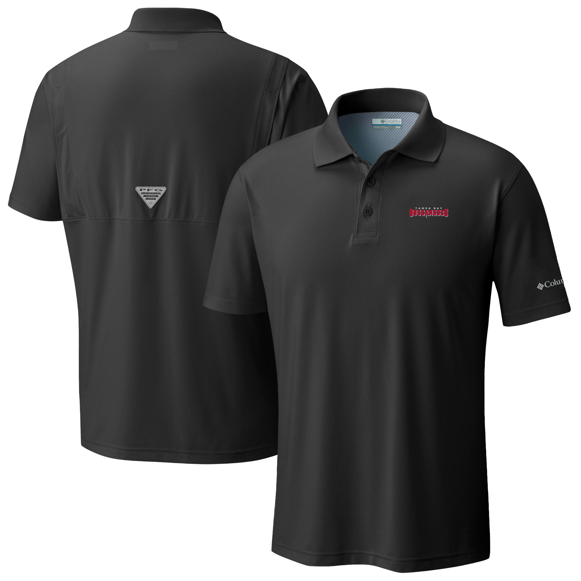 Men's Columbia Black Tampa Bay Buccaneers Low Drag Offshore Polo