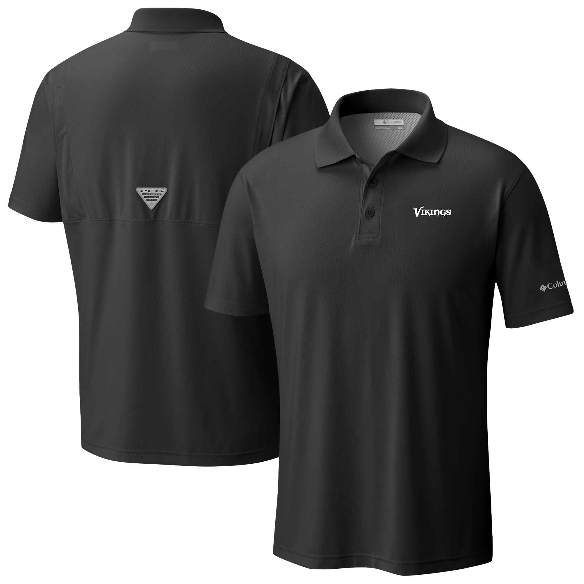 Men's Columbia Black Minnesota Vikings Low Drag Offshore Polo
