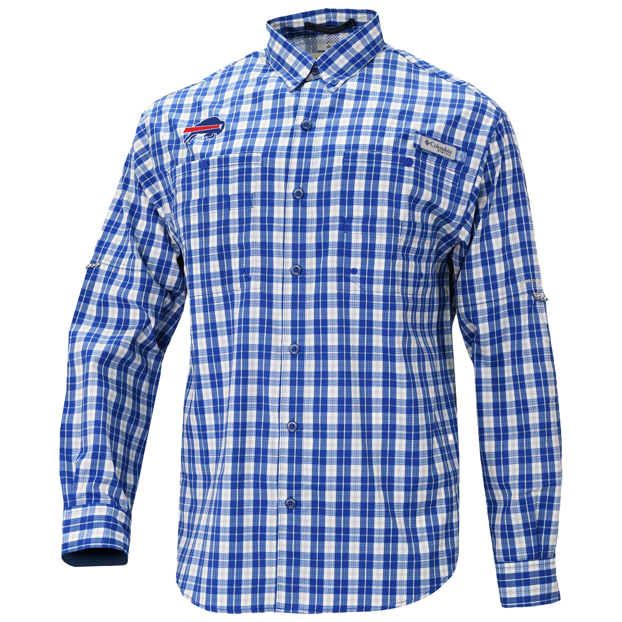 Men's Columbia Royal Buffalo Bills Super Slack Tide Long Sleeve Button-Up