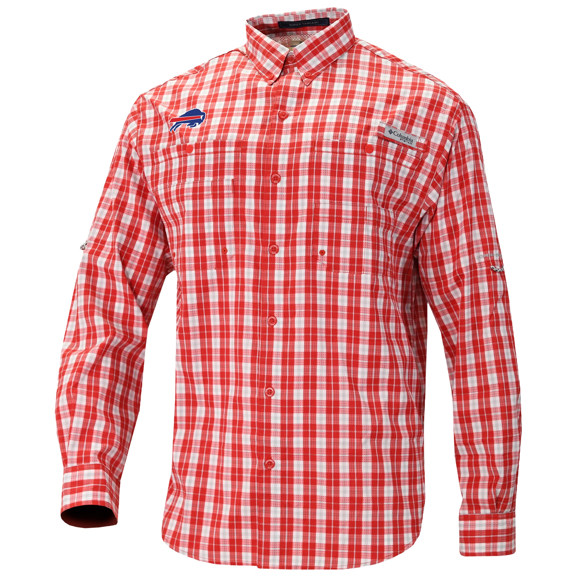 Men's Columbia Red Buffalo Bills Super Slack Tide Long Sleeve Button-Up