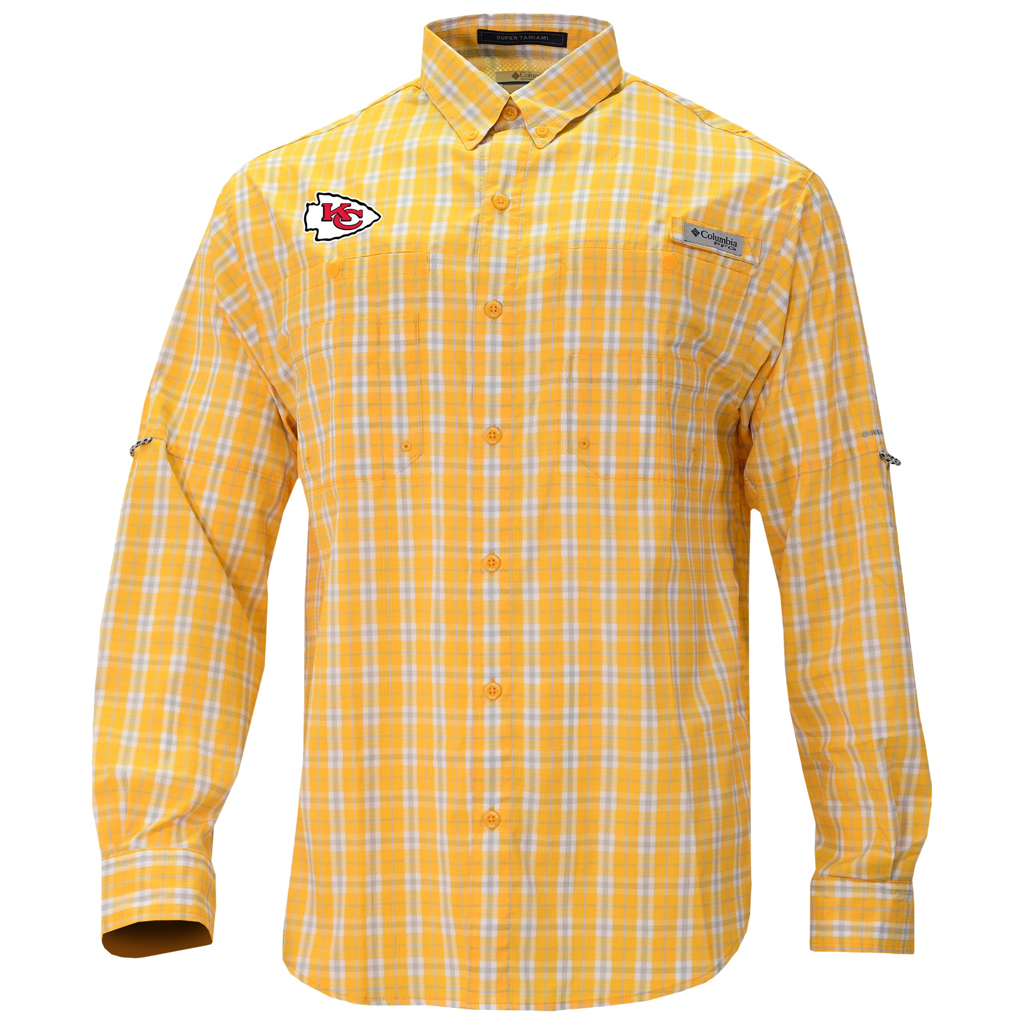 Men's Columbia Gold Kansas City Chiefs Super Slack Tide Long Sleeve Button-Up