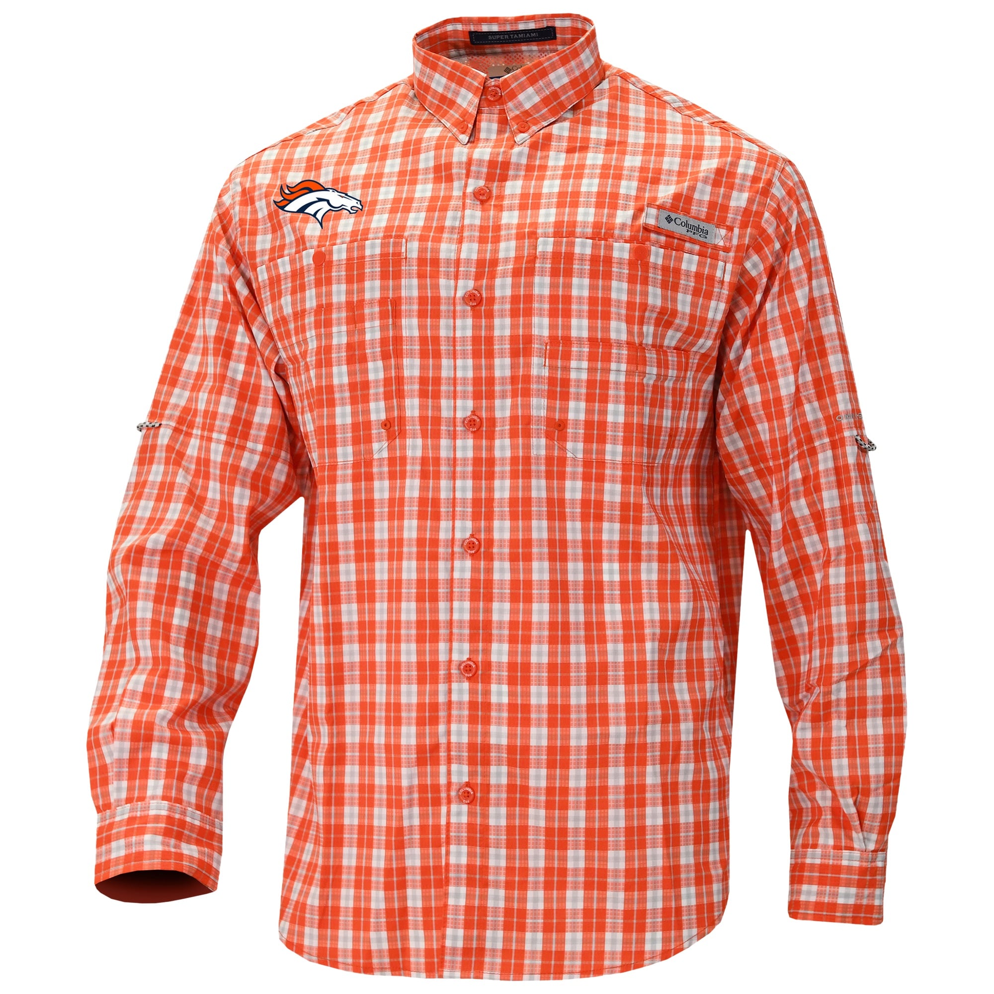 Men’s Columbia Orange Denver Broncos Super Slack Tide Long Sleeve Button-Up Men’s Columbia Orange Denver Broncos Super Slack Tide Long Sleeve Button-Up