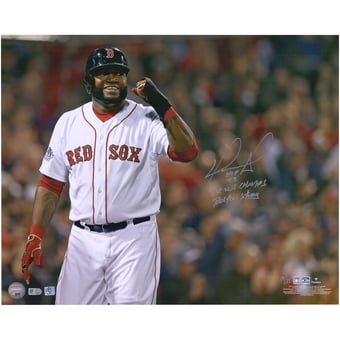 David Ortiz Boston Red Sox Autographed 16" x 20" Fist Pump Photograph with Multiple Inscriptions - Limited Edition of 34