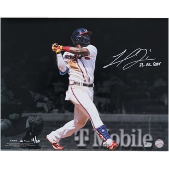 Michael Harris II Atlanta Braves Autographed 16" x 20" Hitting Spotlight Photograph with "22 NL ROY" Inscription - Limited Edition of 50