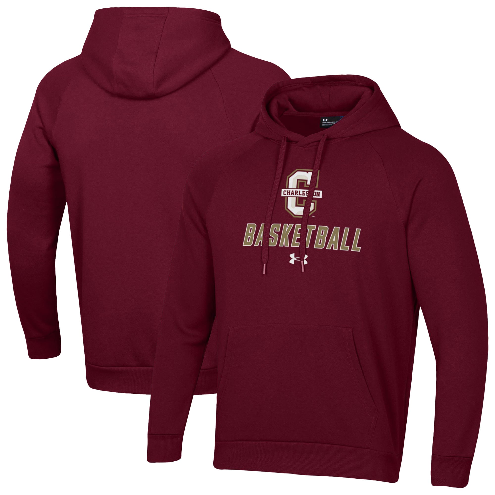 Men's Under Armour Maroon Charleston Cougars Basketball Rival Raglan Fleece Pullover Hoodie