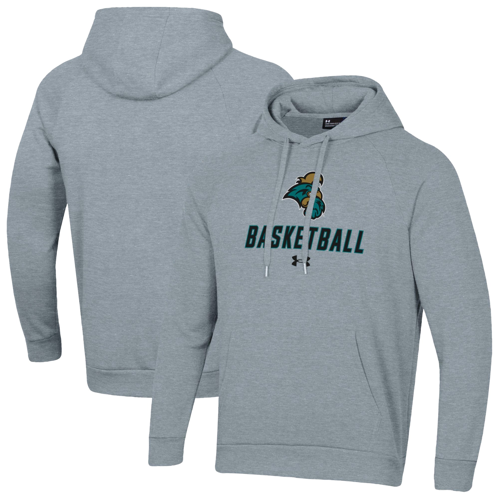 Men's Under Armour Gray Coastal Carolina Chanticleers Basketball Rival Raglan Fleece Pullover Hoodie