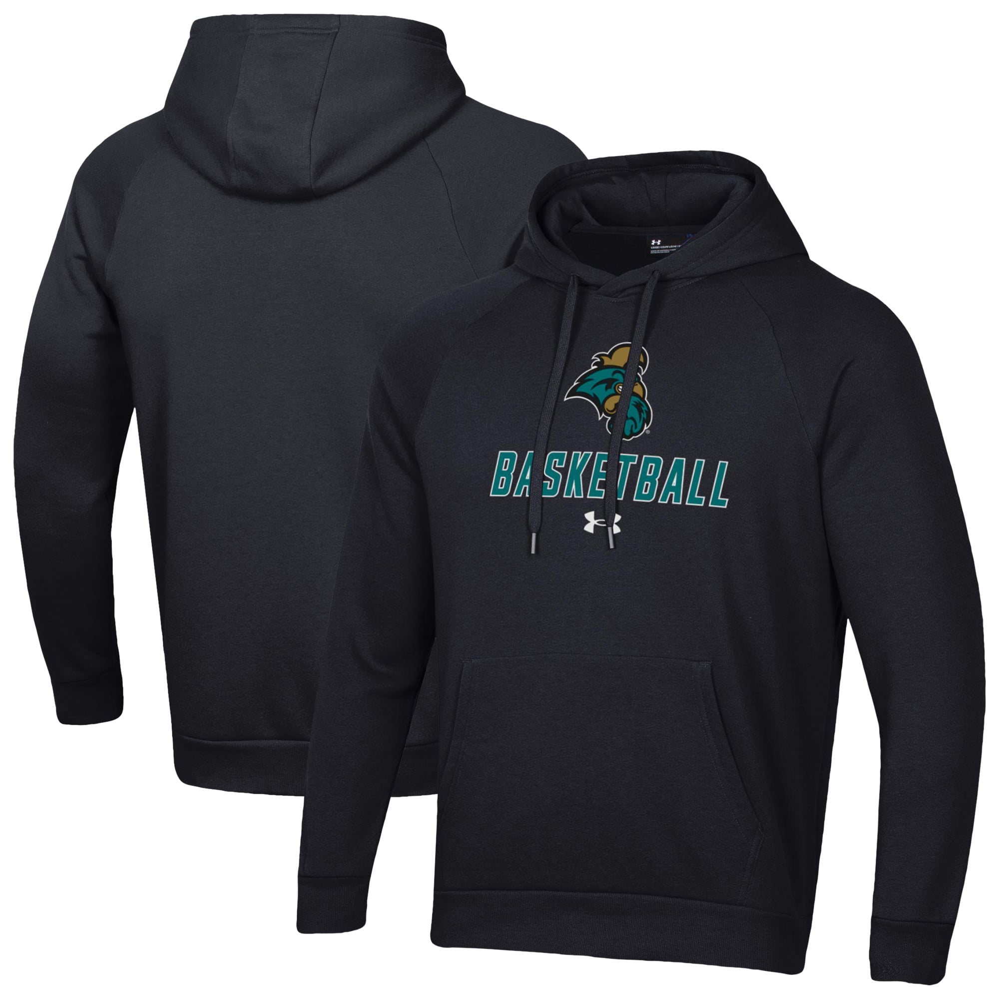 Men's Under Armour Black Coastal Carolina Chanticleers Basketball Rival Raglan Fleece Pullover Hoodie
