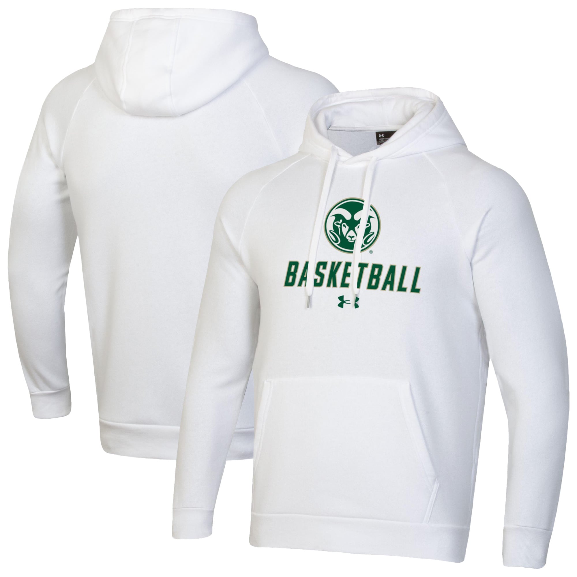 Men's Under Armour White Colorado State Rams Basketball Rival Raglan Fleece Pullover Hoodie
